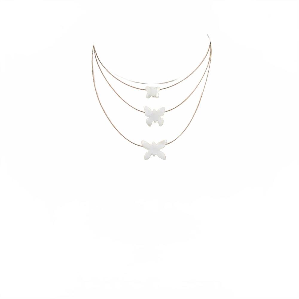 NEW KATIE & CO women's yara butterfly necklace in white